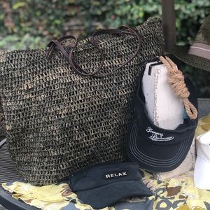 GUC Michael Stars Olive Raffia Tote